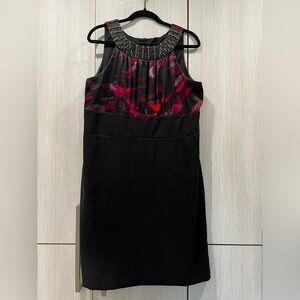 Tiana B Red & Black Beaded Neckline Cocktail Dress – Size 14